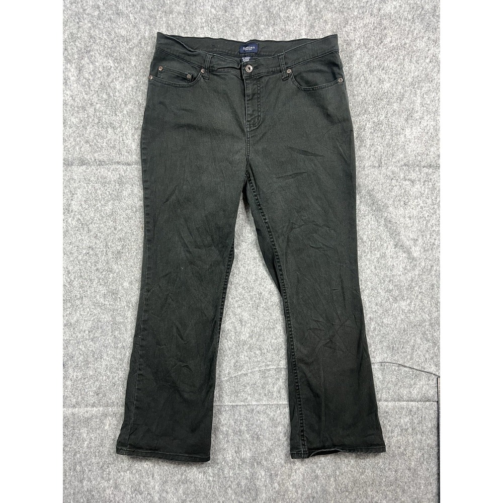 Sonoma Women's Black Straight Leg High-Rise Stretch Jeans Casual Size 14 Short